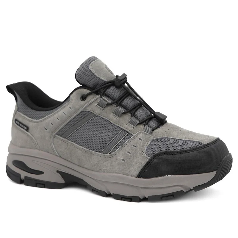 Wide Fit Rugged Lace Up Walking Trainers - BOJIE44007 / 330 293 - Grey