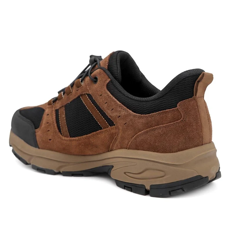 Wide Fit Rugged Lace Up Walking Trainers - BOJIE44007 / 330 293 - Brown-Black