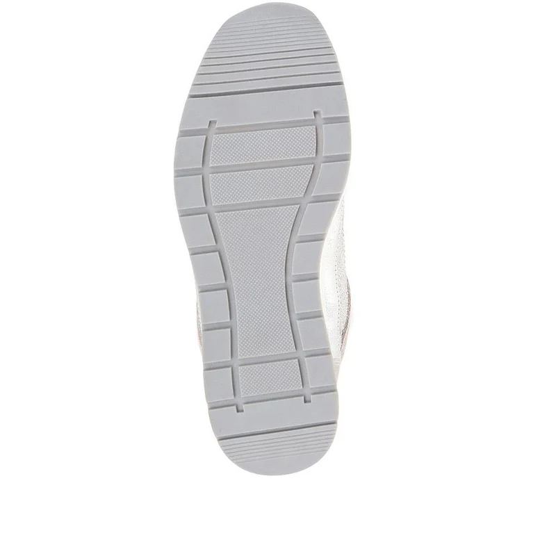Wide Fit Lace-Up Leather Trainers - BRK35087 / 322 550 - Silver