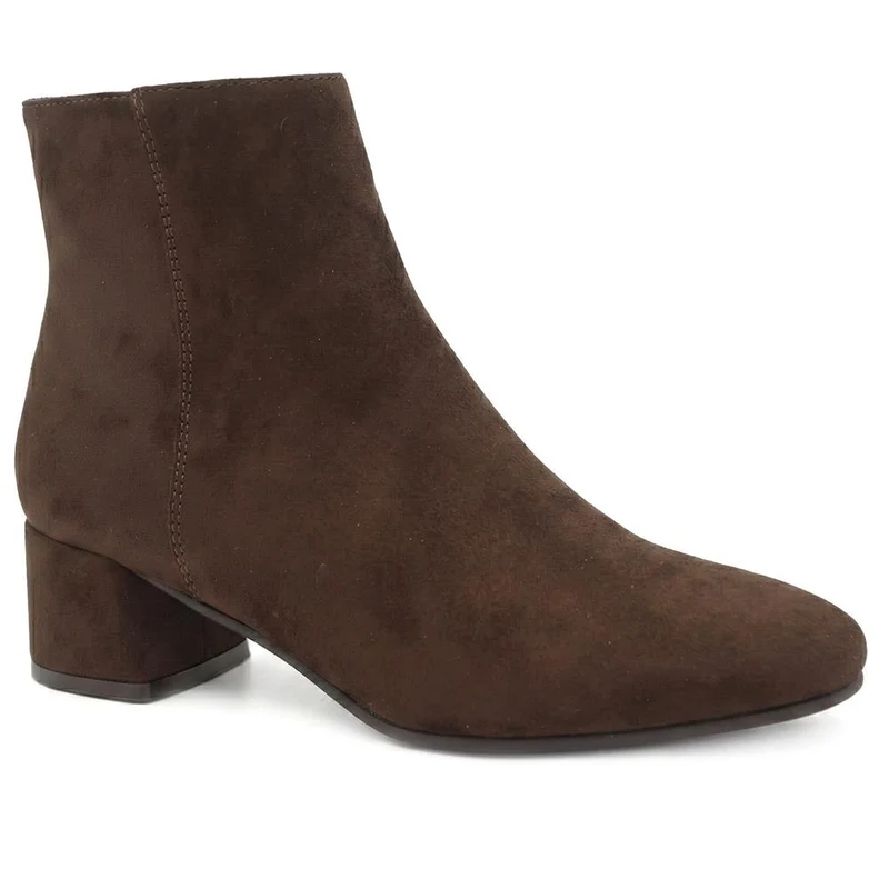 Smart Block Heel Ankle Boots With Warm Lining - WBINS44008 / 329 643 - Chocolate