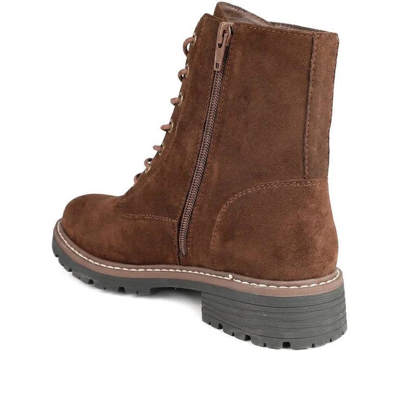 Lace Up Ankle Boots With Warm Lining - WBINS44000 / 329 764 - Chocolate