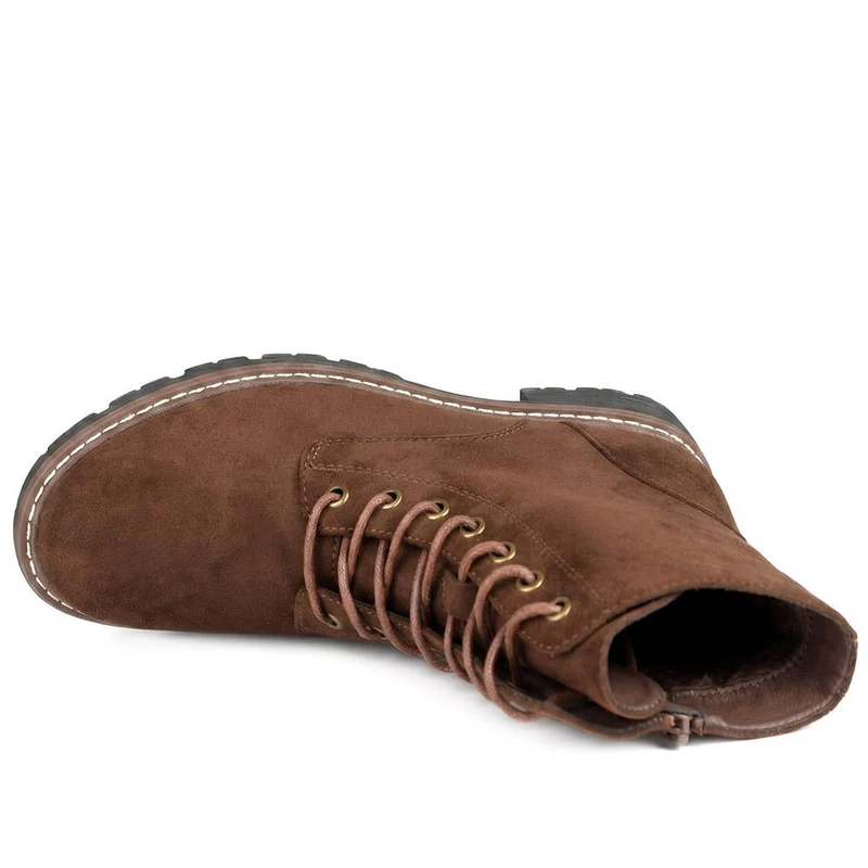 Lace Up Ankle Boots With Warm Lining - WBINS44000 / 329 764 - Chocolate