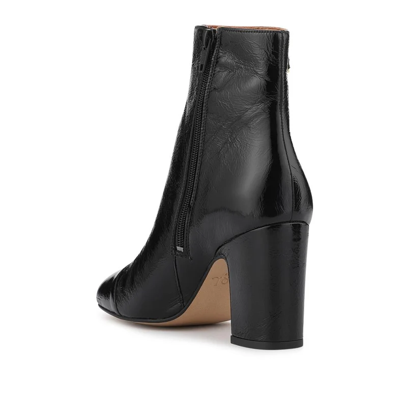 Kamari Leather Zip-Up Ankle Boots - KAMARI / 328 542 - Black Patent