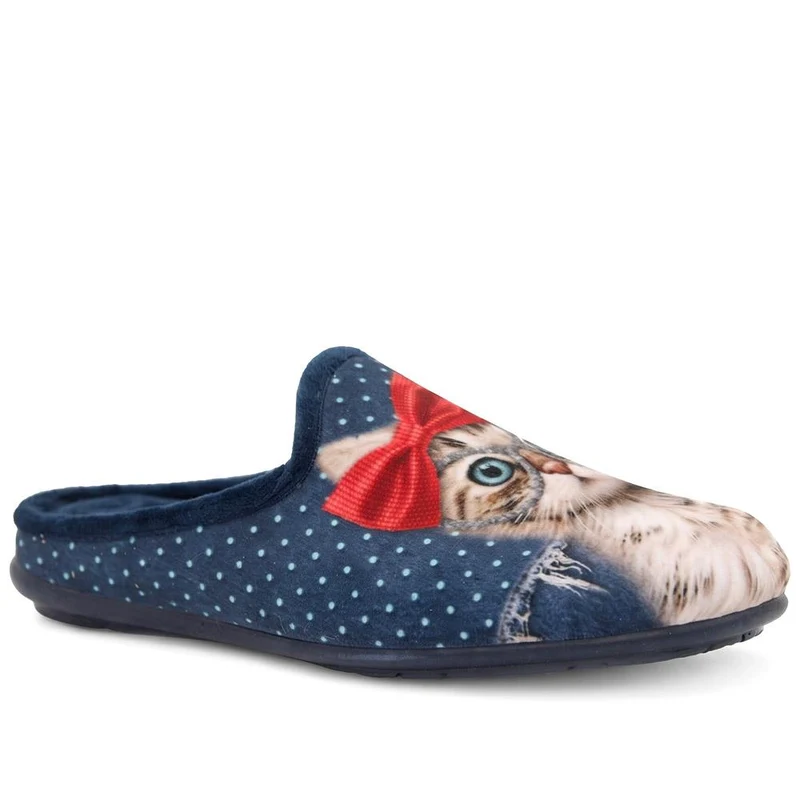 Cat Print Luxury Mule Slippers - RELAX44000 / 330 192