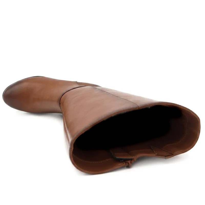 Western Heel Zip Up Long Boots - SANYI44024 / 329 993 - Tan