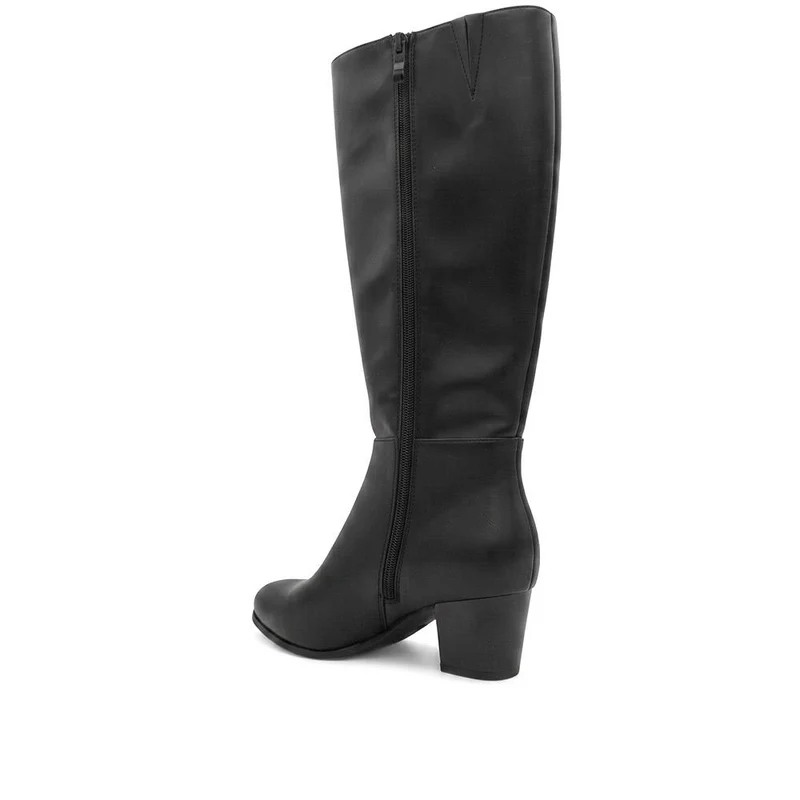 Western Heel Zip Up Long Boots - SANYI44024 / 329 993 - Black