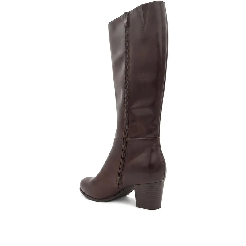 Western Heel Zip Up Long Boots - SANYI44024 / 329 993 - Brown