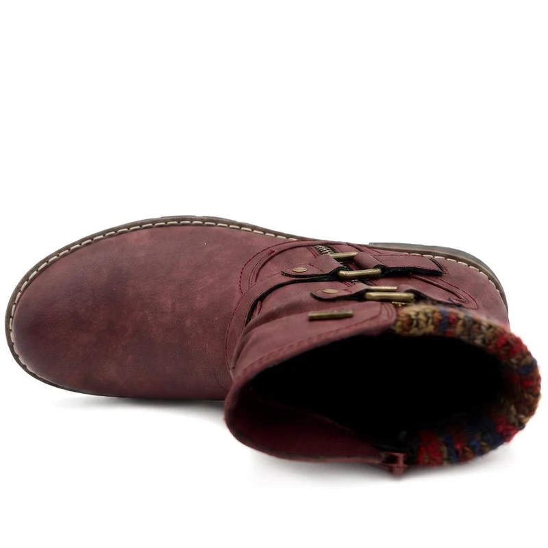 Warm Lined Zip Up Ankle Boots - WBINS44055 / 329 713 - Burgundy