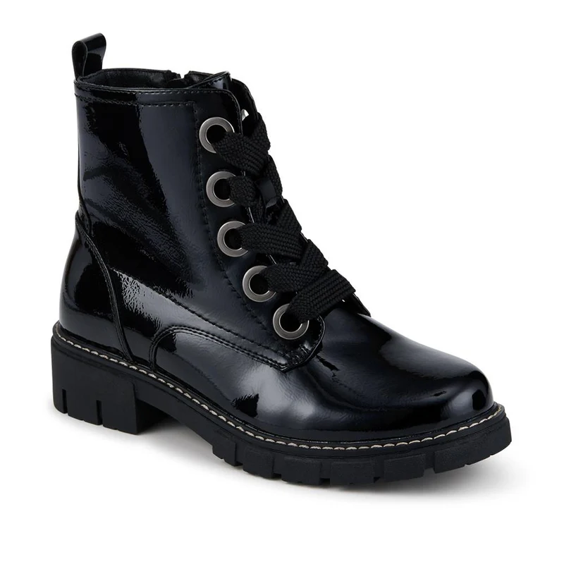Wide-Fit Chunky Ankle Boots - WBINS42014 / 328 242 - Black Patent