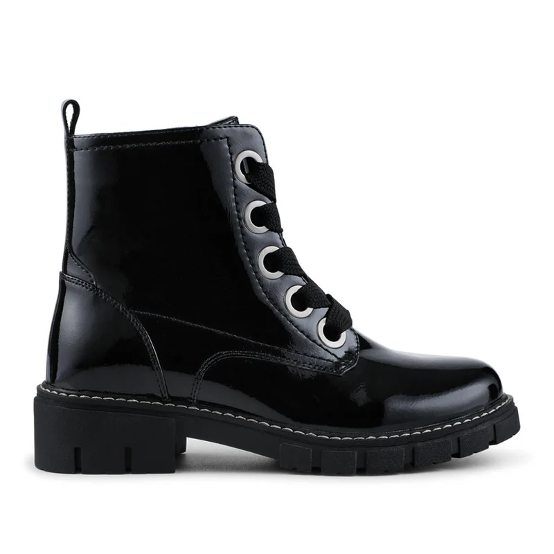 Wide-Fit Chunky Ankle Boots - WBINS42014 / 328 242 - Black Patent