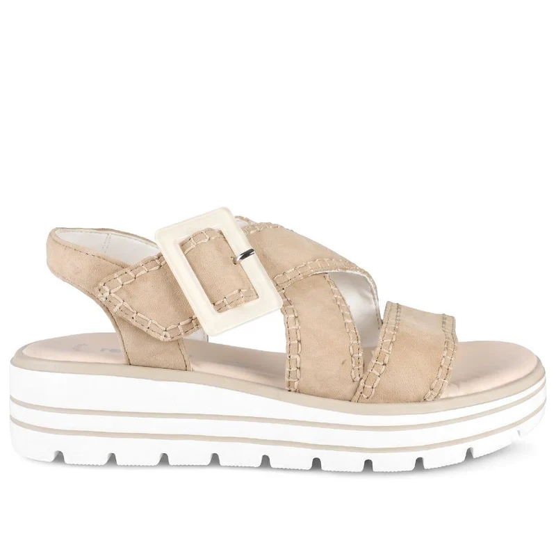 Remonte Cross Strap Wedge Sandals - RKR43066 / 330 543 - Beige