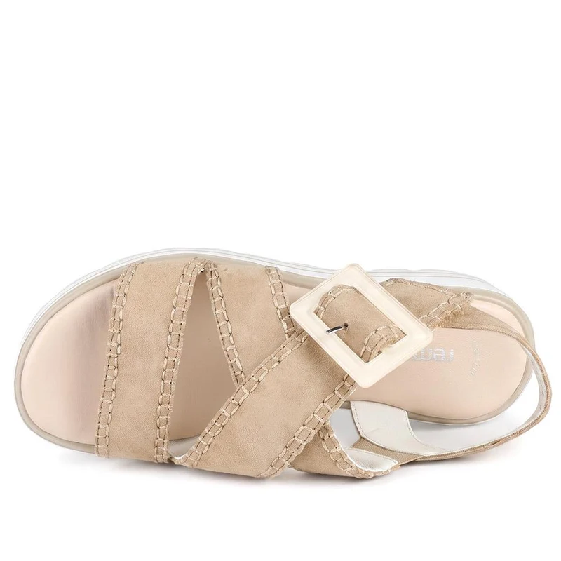 Remonte Cross Strap Wedge Sandals - RKR43066 / 330 543 - Beige