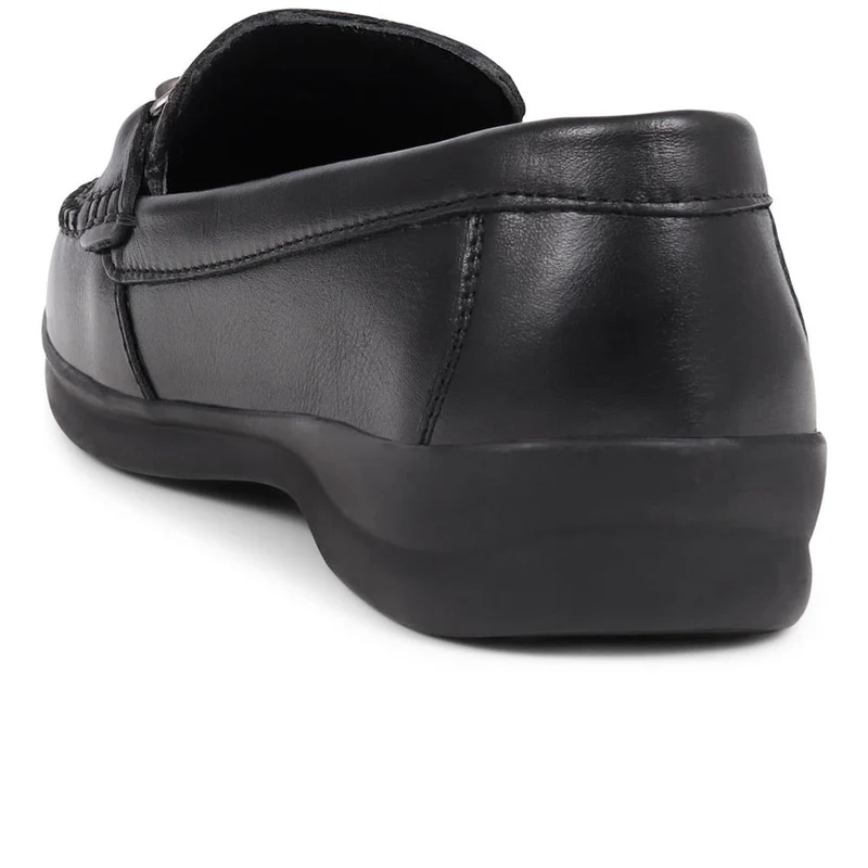Extra-Wide Fit Leather Loafers - KADENCE / 325 574 - Black