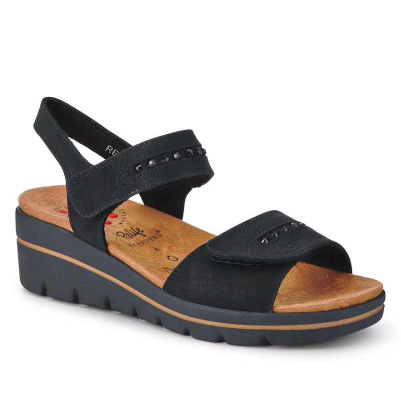 Relife Touch Fasten Wedge Heel Sandals - RELIF41032 / 326 875 - Black