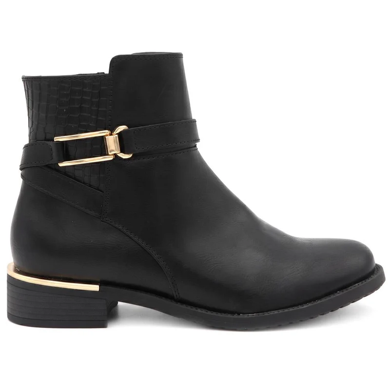 Bellissimo Buckle Detail Ankle Boots - BELWOIL44056 / 330 006 - Black