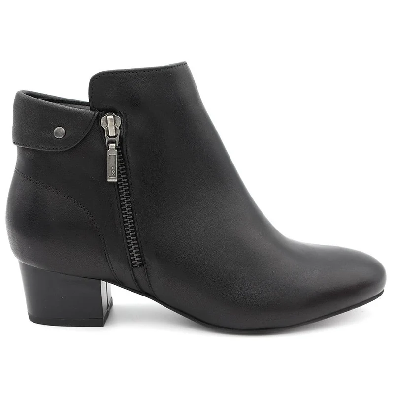 Smart Zip Up Leather Ankle Boots - MAGNU44006 / 330 055 - Black