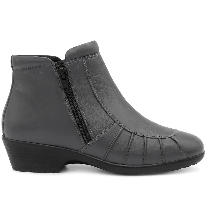 Lightweight Leather Ankle Boots - KF38012 / 324 468 - Grey