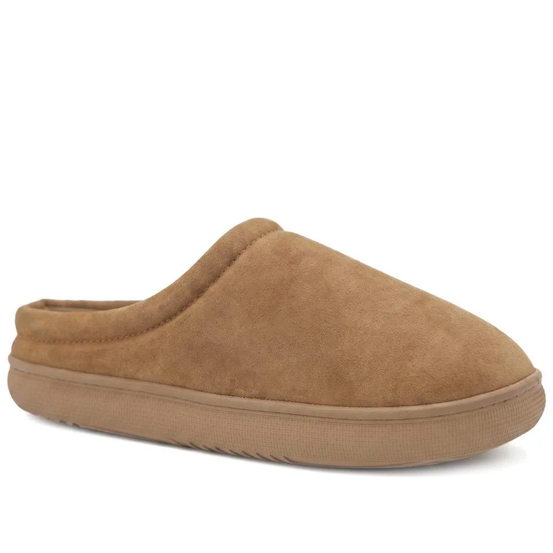 Luxury Leather Mule Slippers - QING44009 / 330 339 - Tan