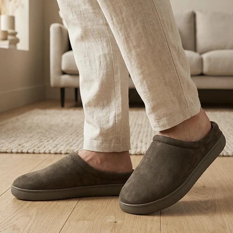 Luxury Leather Mule Slippers - QING44009 / 330 339 - Olive