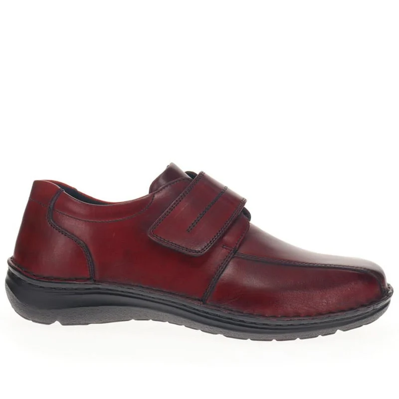 Wide Fit Leather Touch-Fasten Shoes - PARK40037 / 325 804 - Bordeaux