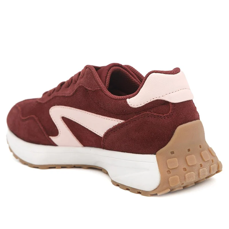 Bellissimo Leather Lace Up Sporty Trainers - BELDINGX44003 / 330 348 - Burgundy