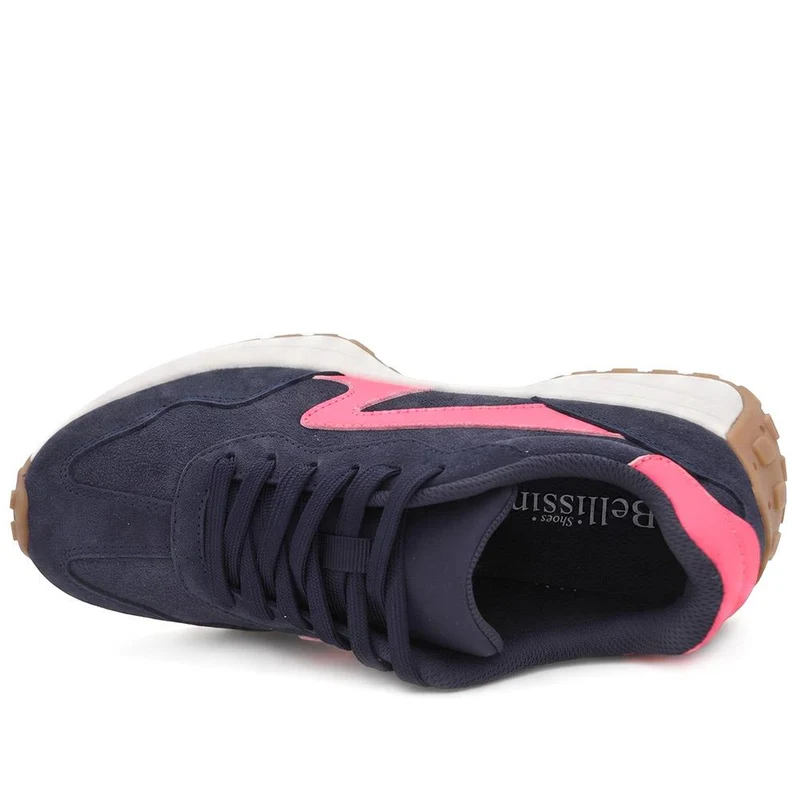 Bellissimo Leather Lace Up Sporty Trainers - BELDINGX44003 / 330 348 - Navy