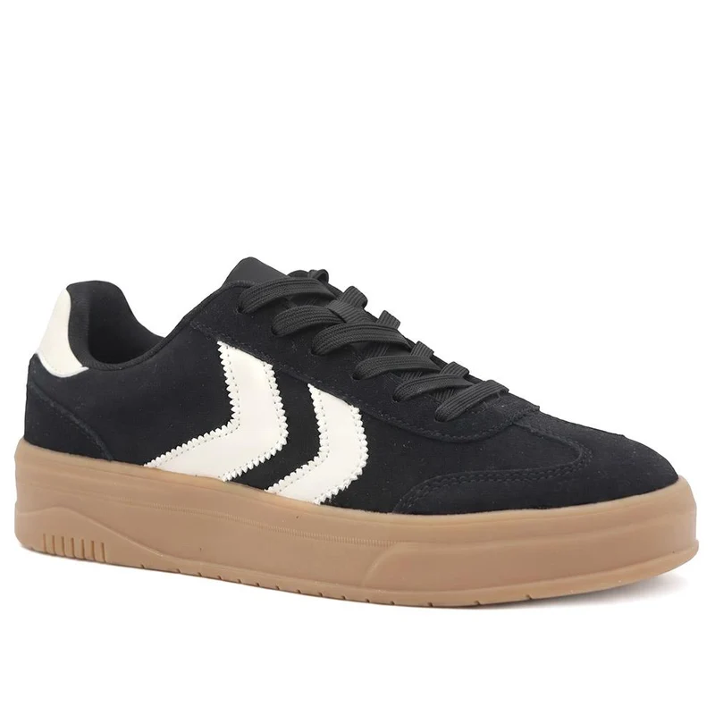 Bellissimo Leather Platform Lace Up Trainers - BELDINGX44006 / 330 349 - Black