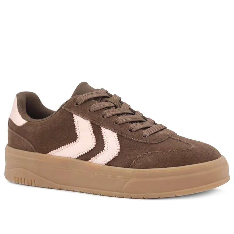 Bellissimo Leather Platform Lace Up Trainers - BELDINGX44006 / 330 349 - Chocolate