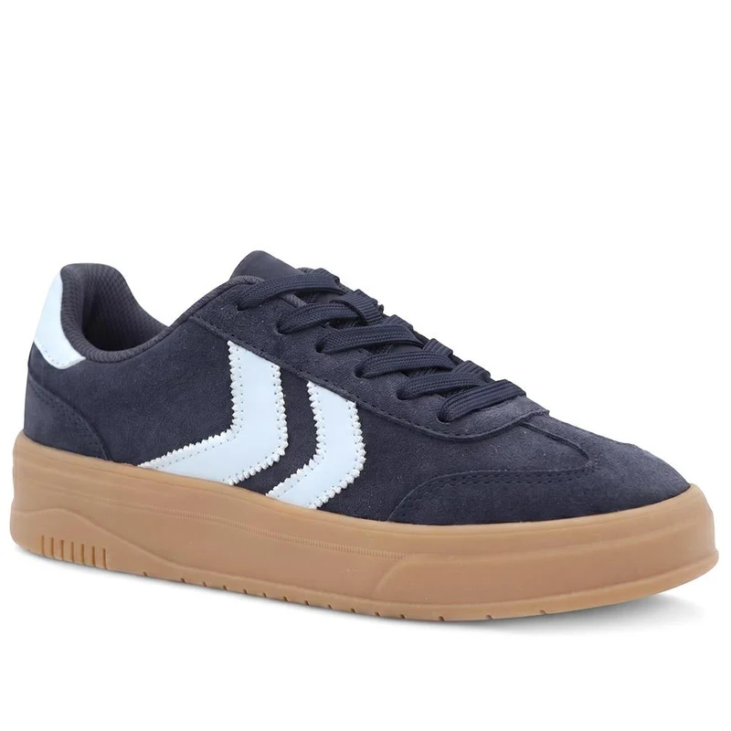 Bellissimo Leather Platform Lace Up Trainers - BELDINGX44006 / 330 349 - Navy