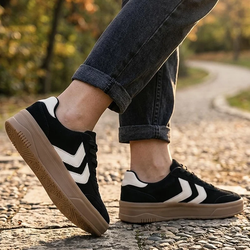 Bellissimo Leather Platform Lace Up Trainers - BELDINGX44006 / 330 349 - Black