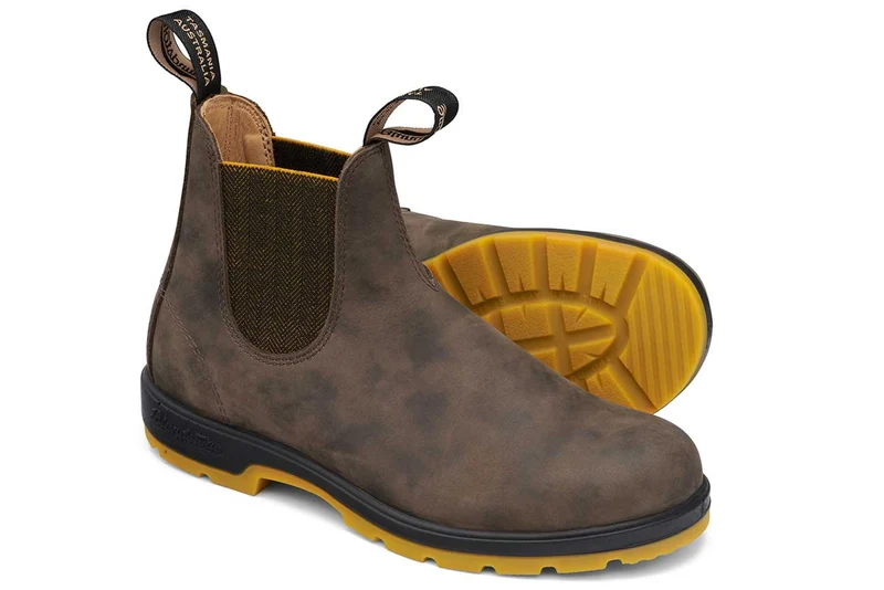 Blundstone Unisex 1944 Classics gewachstes Nubukleder Chelsea Stiefel | Rustikales Braun-Senf