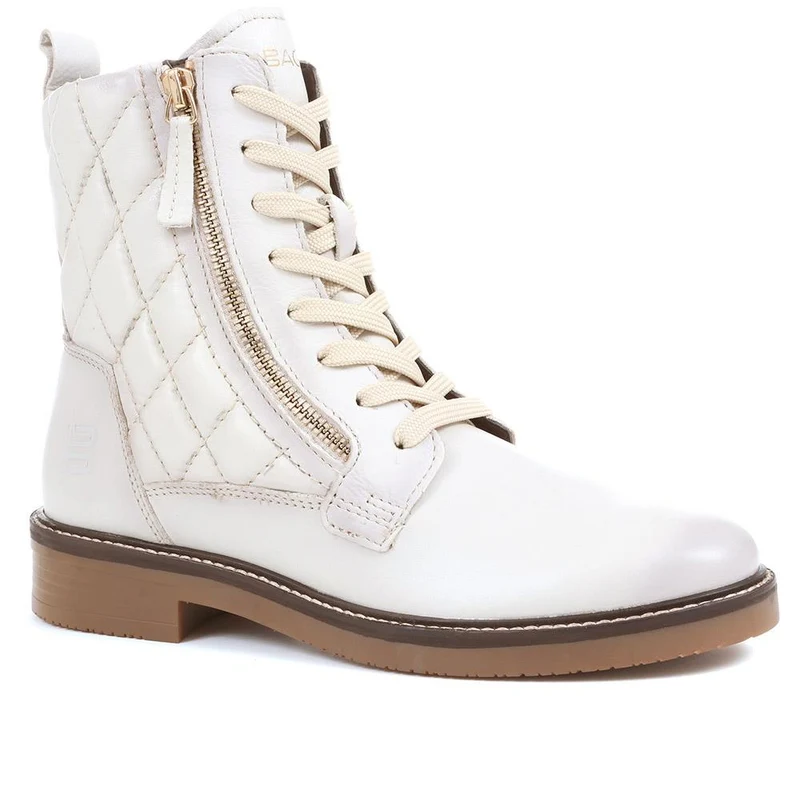 Fiona Lace-Up Leather Ankle Boots - BUG36518 / 322 875 - Off White