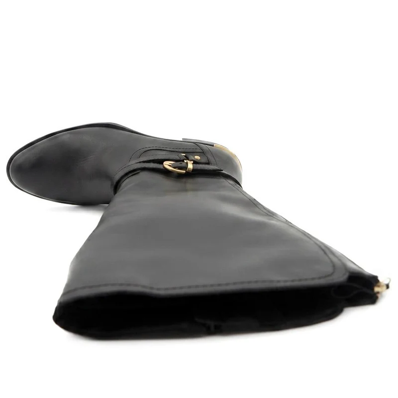 Wide Fit Leather Long Boots - SAK44000 / 330 239 - Black