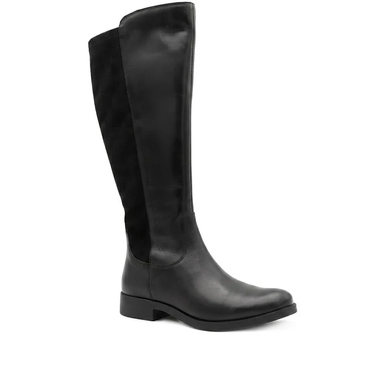 Leather Flat Heeled Long Boots - SAK44001 / 330 240