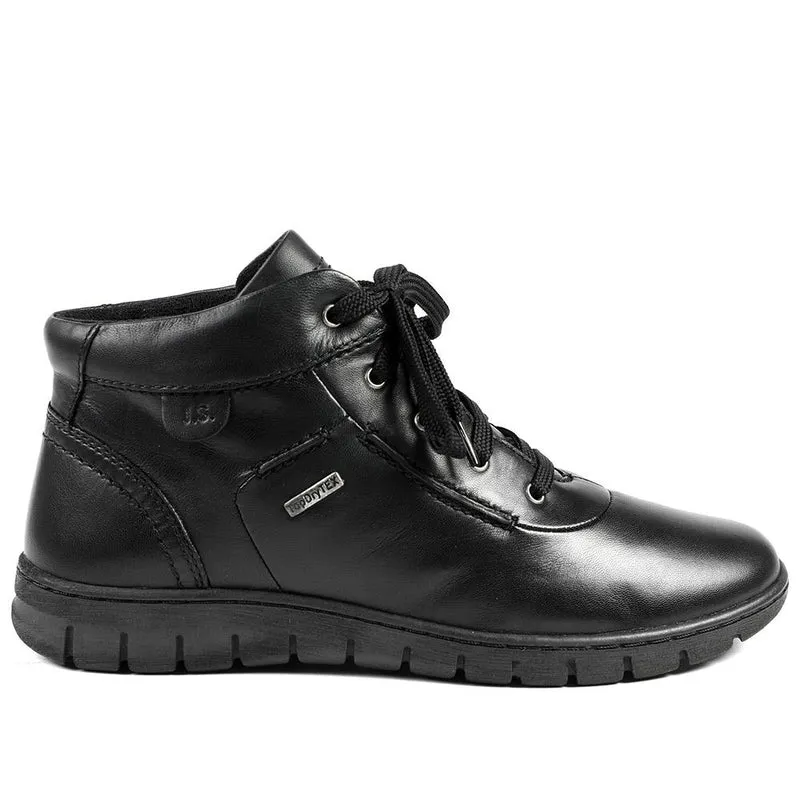 Leather Faux-Fur-Lined Ankle Boots - JOSEF40510 / 326 495 - Black