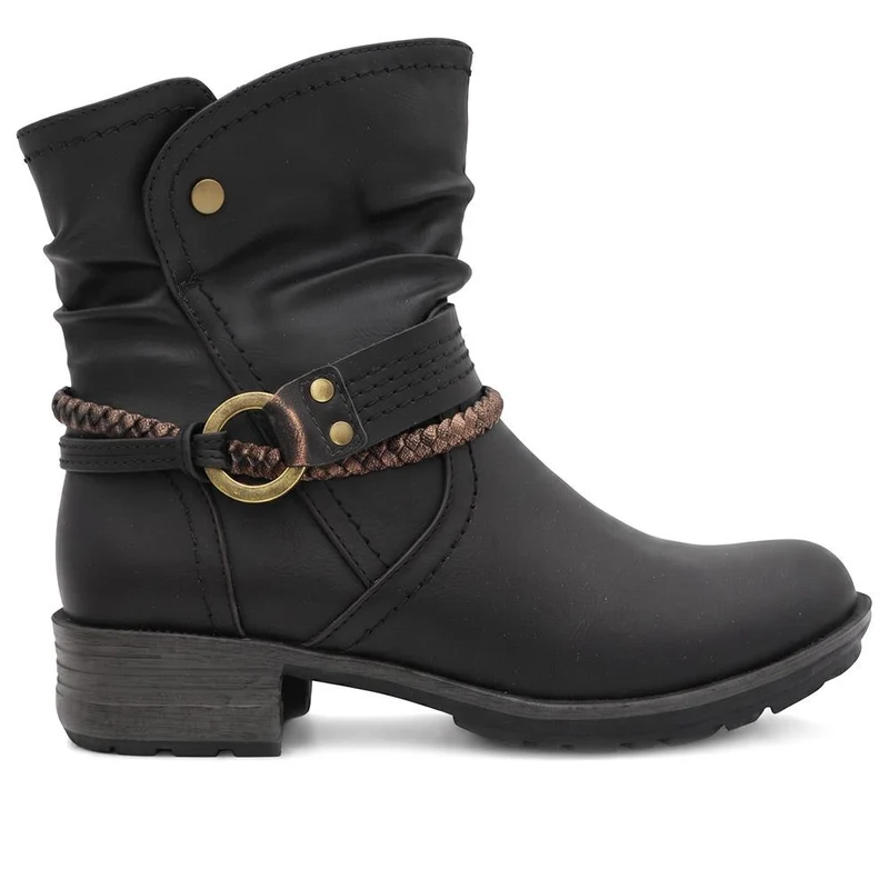 Buckle Detail Zip Fasten Ankle Boots - WOIL44048 / 329 800 - Black