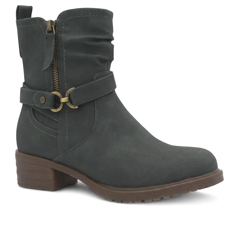 Warm Lined Zip Fasten Calf Length Boots - LECHE44004 / 329 942 - Green