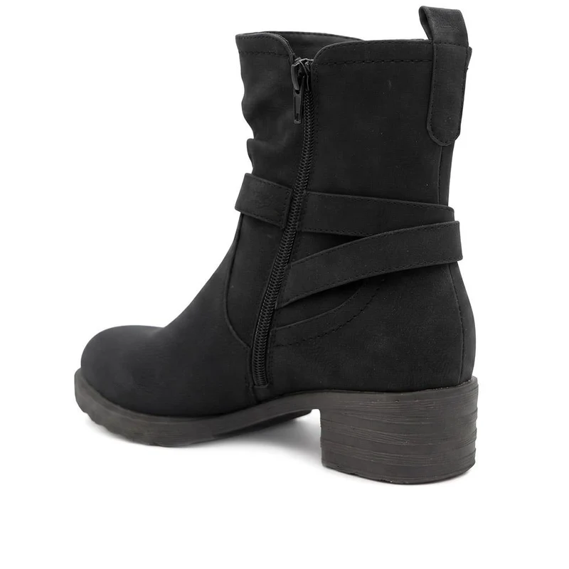 Warm Lined Zip Fasten Calf Length Boots - LECHE44004 / 329 942 - Black