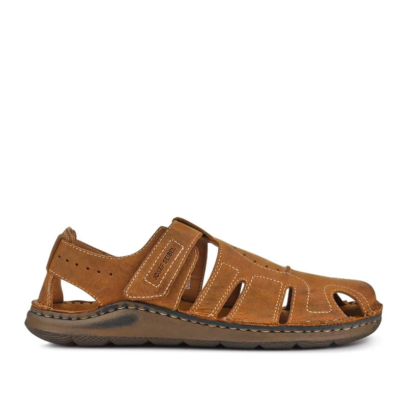 Wide-Fit Leather Touch-Fasten Sandals - JOSEF41500 / 327 043 - Tan