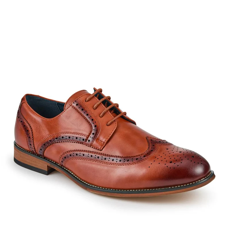 Wide Fit Smart Lace-Up Shoes - XINGH42001 / 327 938 - Tan
