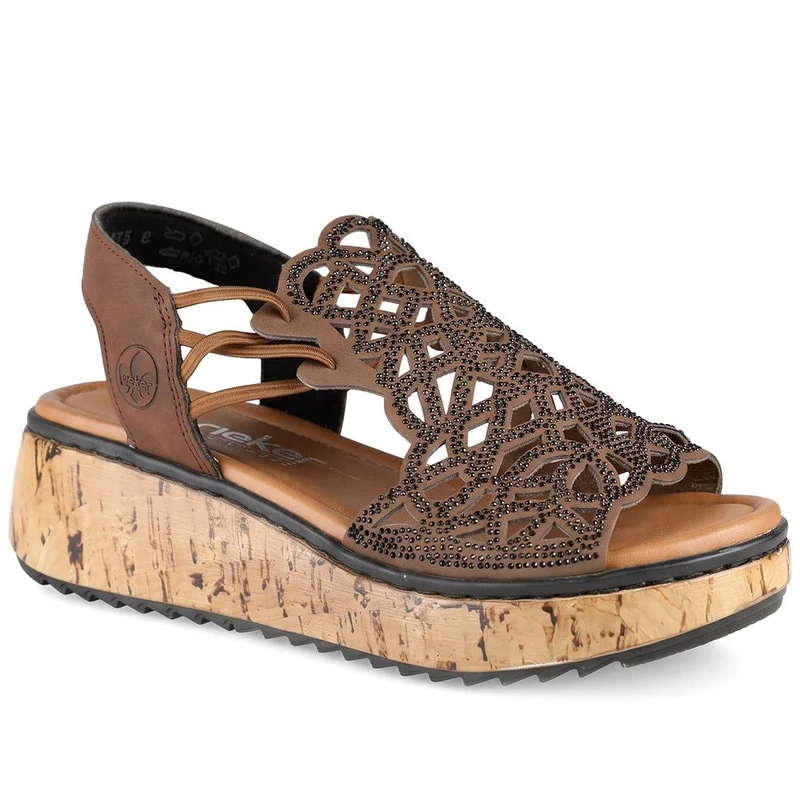 Rieker Elasticated Wedge Heel Fashion Sandals - RKR43083 / 330 734