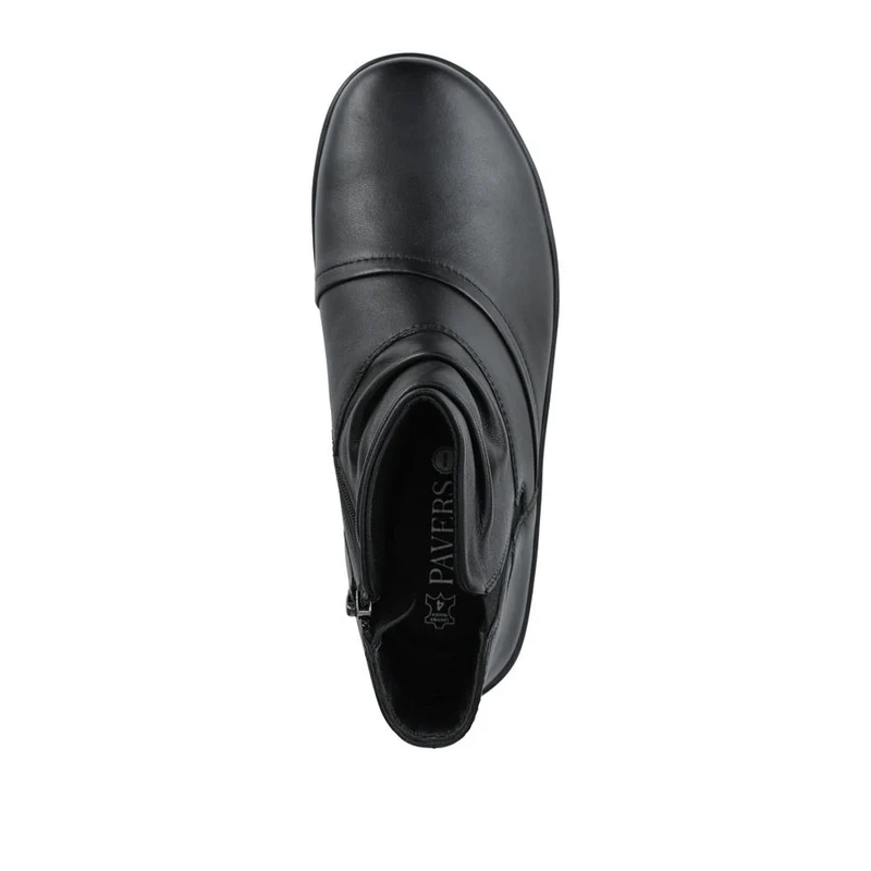 Wide Fit Leather Ankle Boots - KF42004 / 328 468 - Black