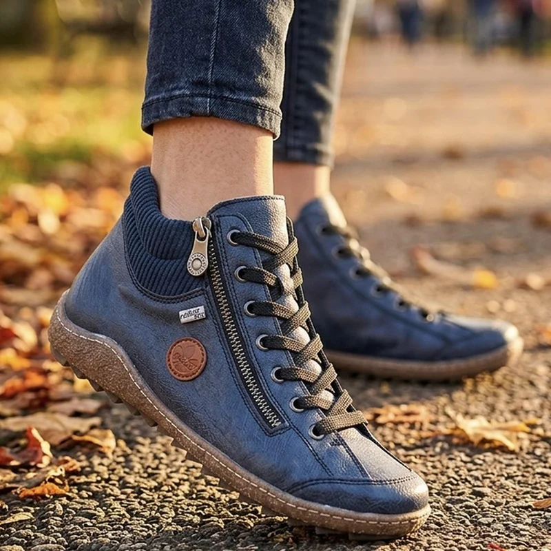 Rieker Zip & Lace High-Top Trainers - RKR42531 / 327 695 - Navy-Navy