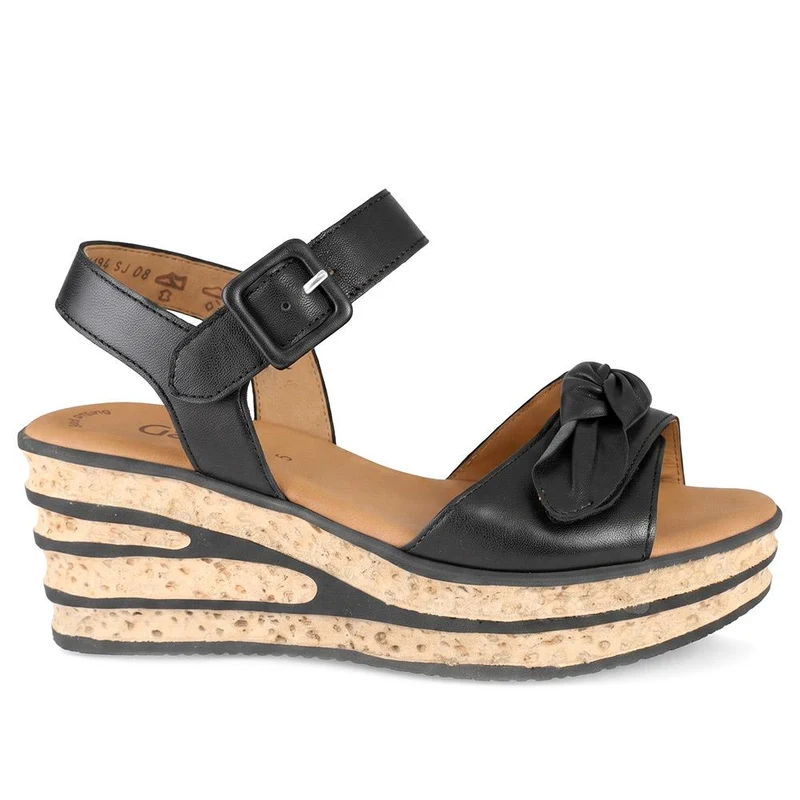 Gabor Buckle Fasten Wedge Heel Sandals - GABC43526 / 330 708 - Black