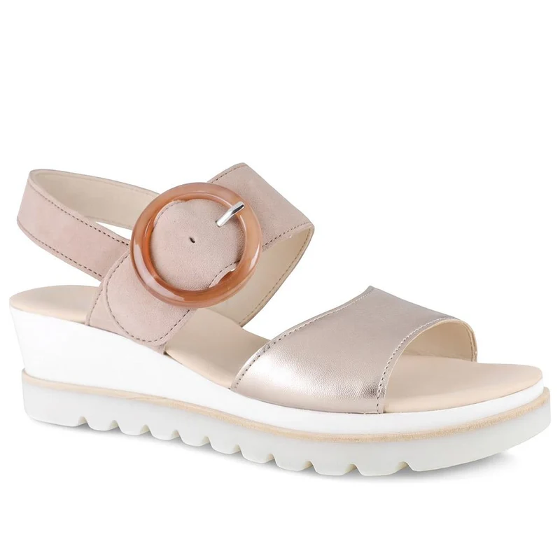 Gabor Wedge Heel Buckled Sandals - GABC43525 / 330 707 - Gold