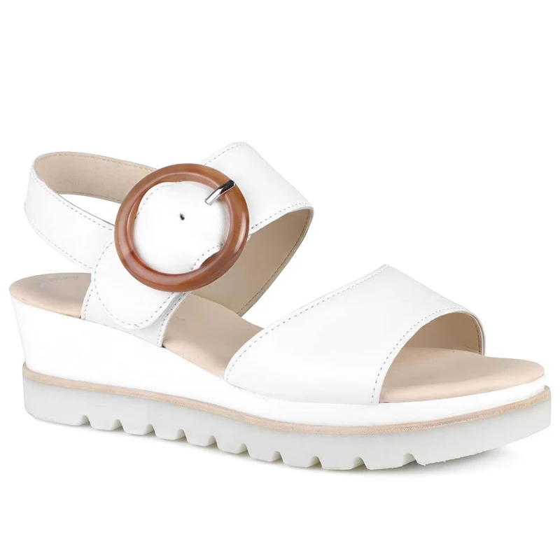 Gabor Wedge Heel Buckled Sandals - GABC43525 / 330 707 - White