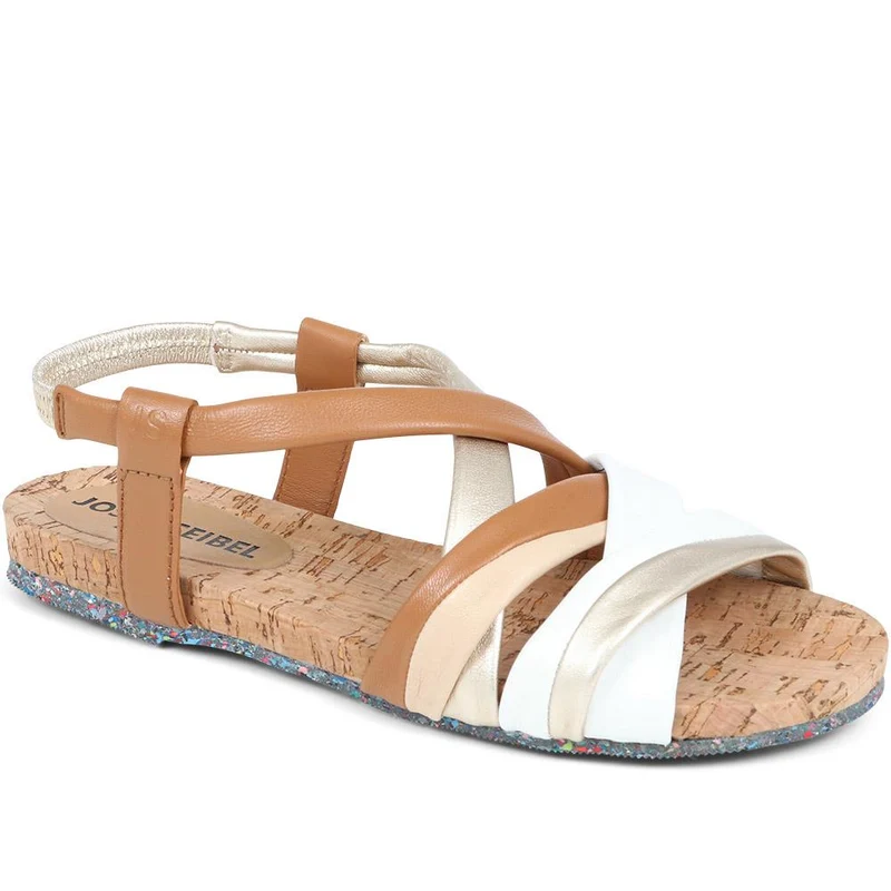Flat Leather Sandals - JOSEF37500 / 323 354 - Tan Multi