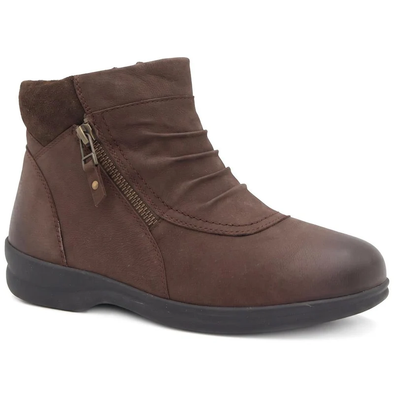 EasyFit Extra Wide Leather Zip Up Ankle Boots - TES / 330 213