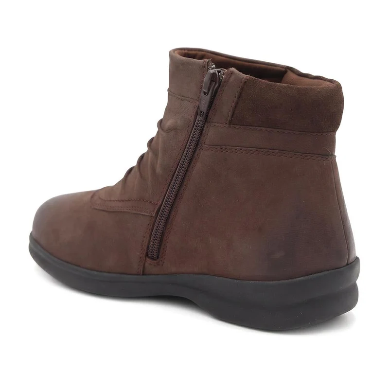 EasyFit Extra Wide Leather Zip Up Ankle Boots - TES / 330 213 - Chocolate