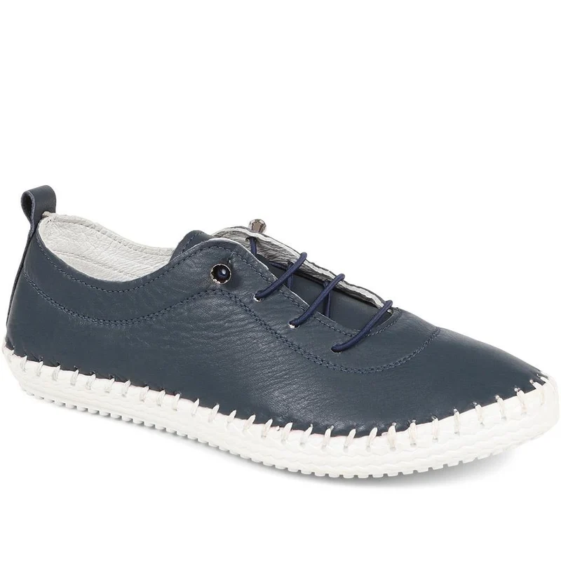 Leather Slip-On Trainers - GOKH37009 / 323 581 - Navy
